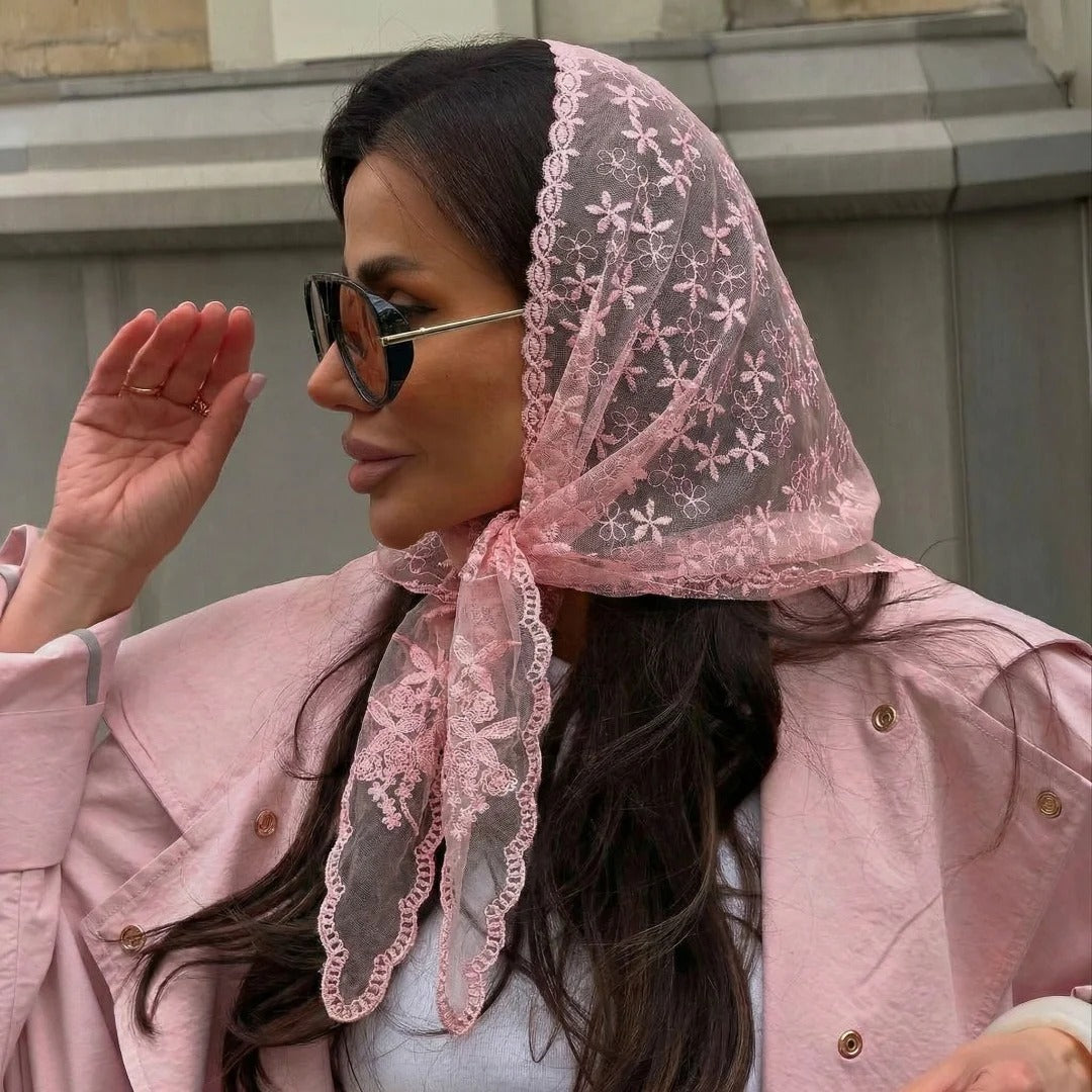 Lace Scarf Women's Hijab Bandana Handkerchief Silk Scarves Woman Headscarf Print Windproof Neckerchief Turban Wear Shawl