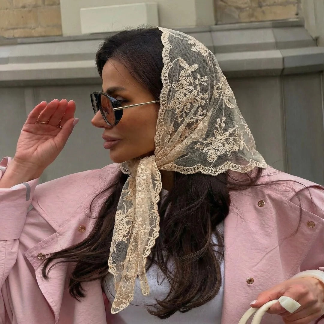Lace Scarf Women's Hijab Bandana Handkerchief Silk Scarves Woman Headscarf Print Windproof Neckerchief Turban Wear Shawl