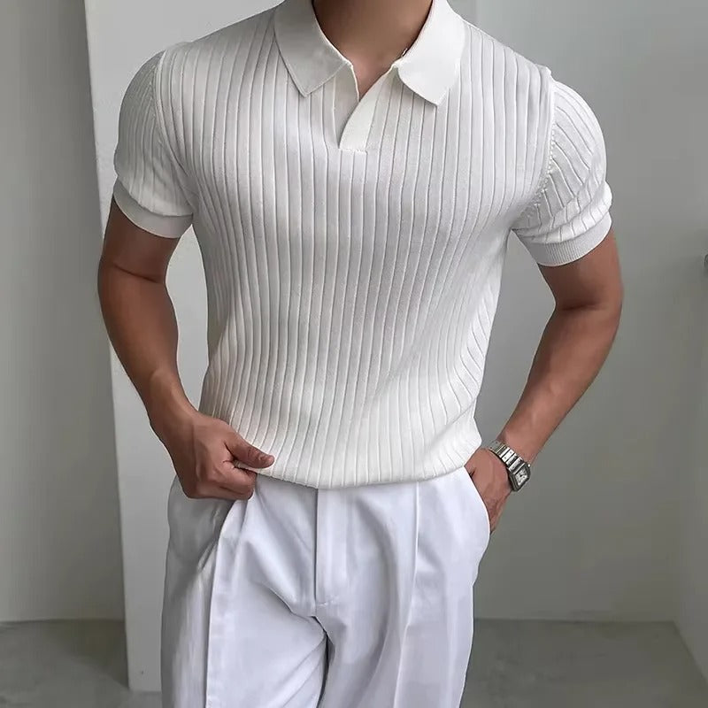 Summer New Men Knitted Shirts Short Sleeve Polo T-Shirts Tops Male Fashion Casual T Shirt Breathable Solid Polo Tee Man Clothing